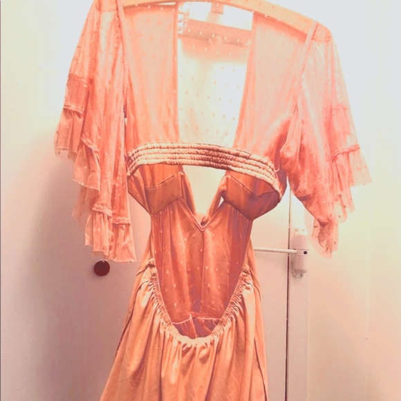 Spell & The Gypsy Grace Cut-out Sheer Tulle Gown Peach Small NWT $800+ - Picture 11 of 12